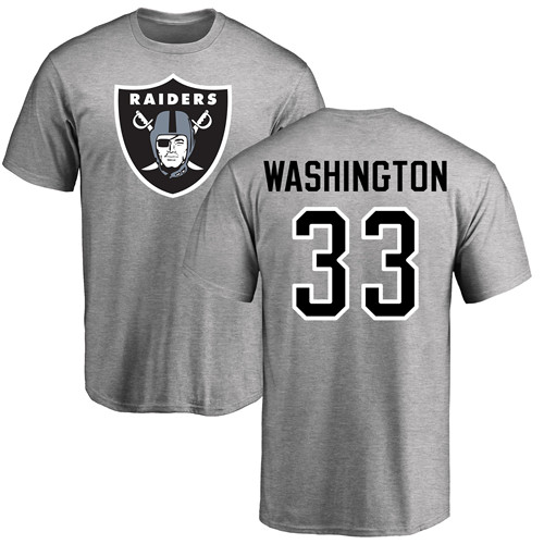 Men Oakland Raiders Ash DeAndre Washington Name and Number Logo NFL Football #33 T Shirt->oakland raiders->NFL Jersey